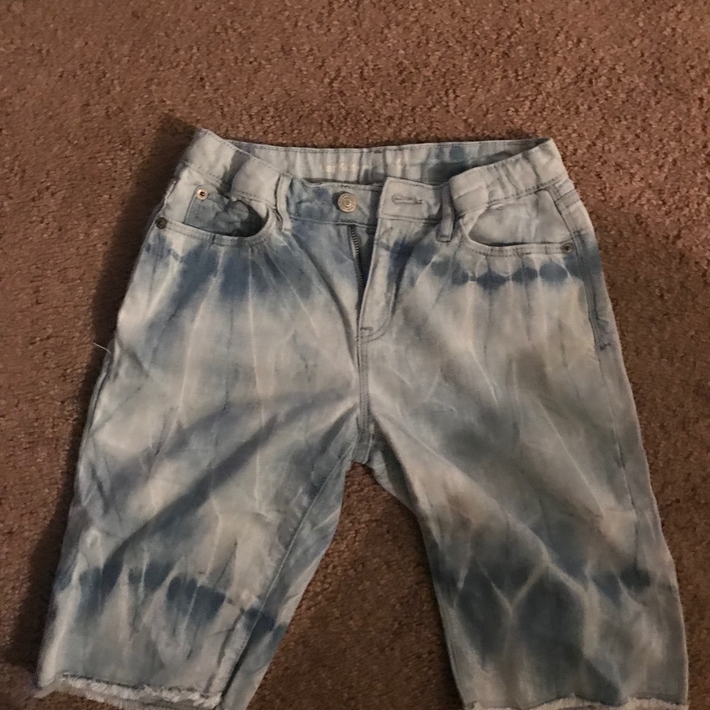 Boys Tye Dye Raw Edge Denim Shorts
